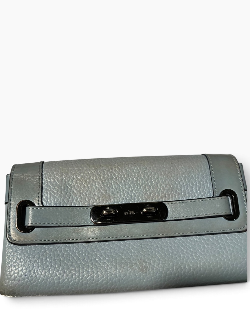 Coach Swagger Slim Envelope Wallet Cornflower Blue Pebbled Leather